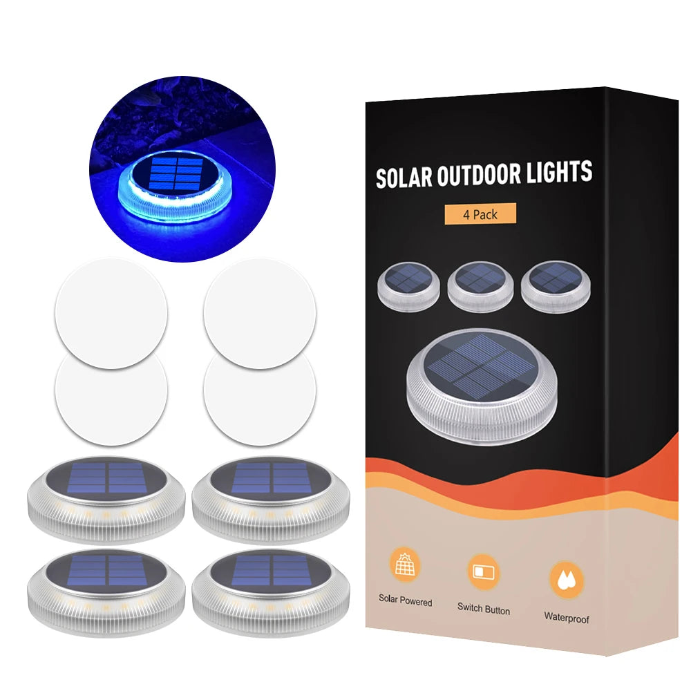 Solar Driveway Lights Solar Dock Lights Blue Solar Deck Lights Outdoor IP68 Waterproof Stick Pathway Outdoor Solar Deck Lights