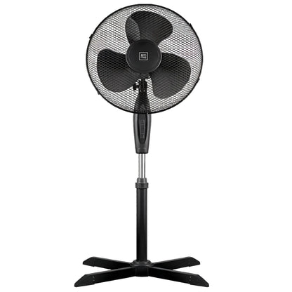 Black Vertical Fan 45cm Diameter Adjustable Height 3 Speeds Silent Stable Pentagonal Base Plug-In Fan Home Living Room Bedroom Terrace