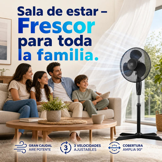 Black Vertical Fan 45cm Diameter Adjustable Height 3 Speeds Silent Stable Pentagonal Base Plug-In Fan Home Living Room Bedroom Terrace