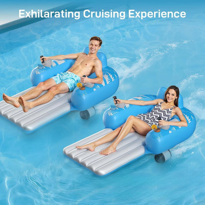 Motorized Inflatable Pool Float with Dual Motors & 2 Storage – Electric Lounger for Adults