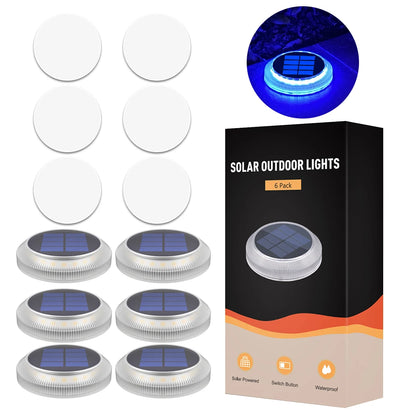 Solar Driveway Lights Solar Dock Lights Blue Solar Deck Lights Outdoor IP68 Waterproof Stick Pathway Outdoor Solar Deck Lights