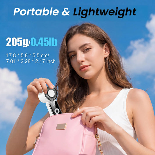 WOWDSGN Portable Handheld Fan, High Speed Turbo Hand Held Fan with Speed (1-199) 4000mAh Battery Up to 16hrs, Rechargeable Mini Hand Fan with LED Display, Foldable Portable Fan for Home Outdoor
