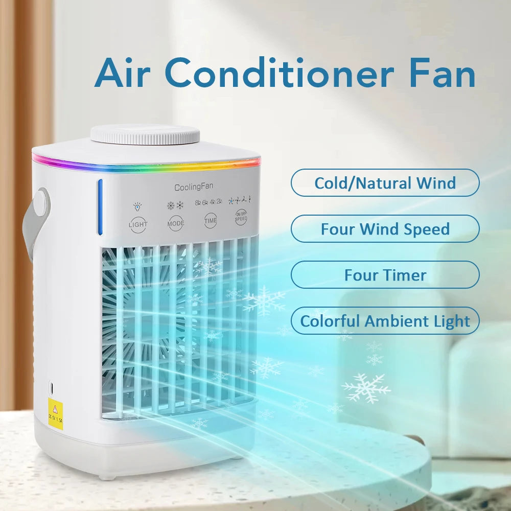 Rechargeable Portable Desktop Air Cooler with Mist Spray for Home & Office