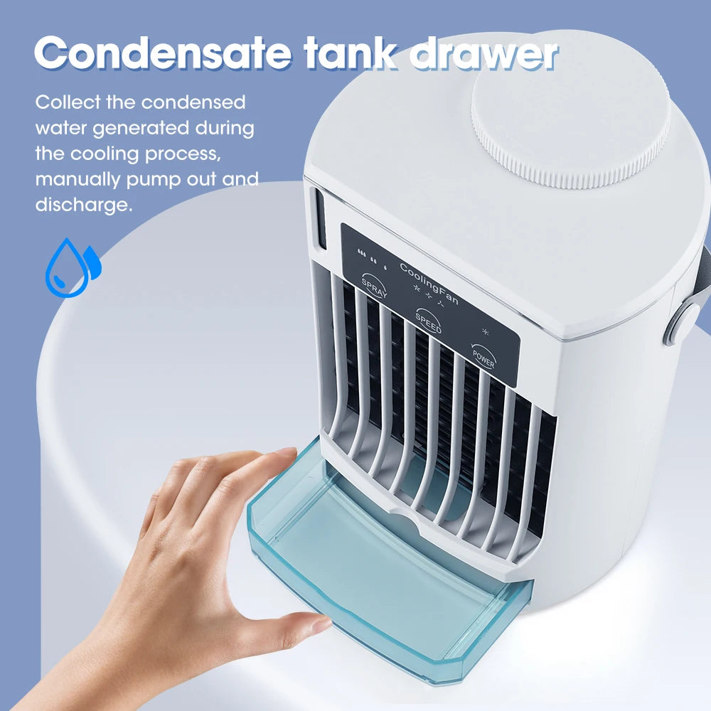 Rechargeable Portable Desktop Air Cooler with Mist Spray for Home & Office