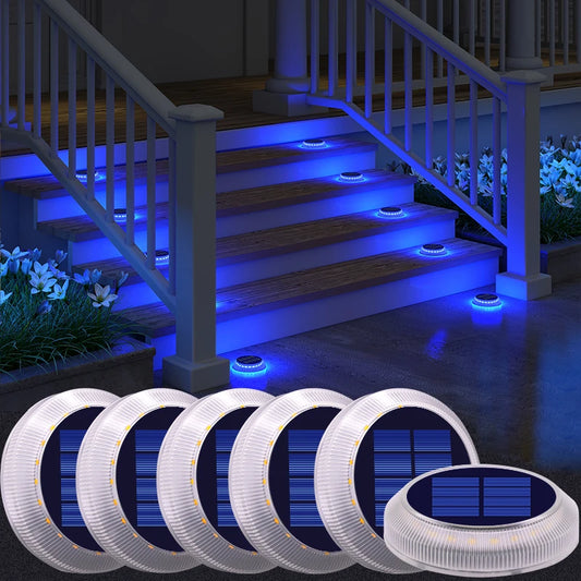 Solar Driveway Lights Solar Dock Lights Blue Solar Deck Lights Outdoor IP68 Waterproof Stick Pathway Outdoor Solar Deck Lights