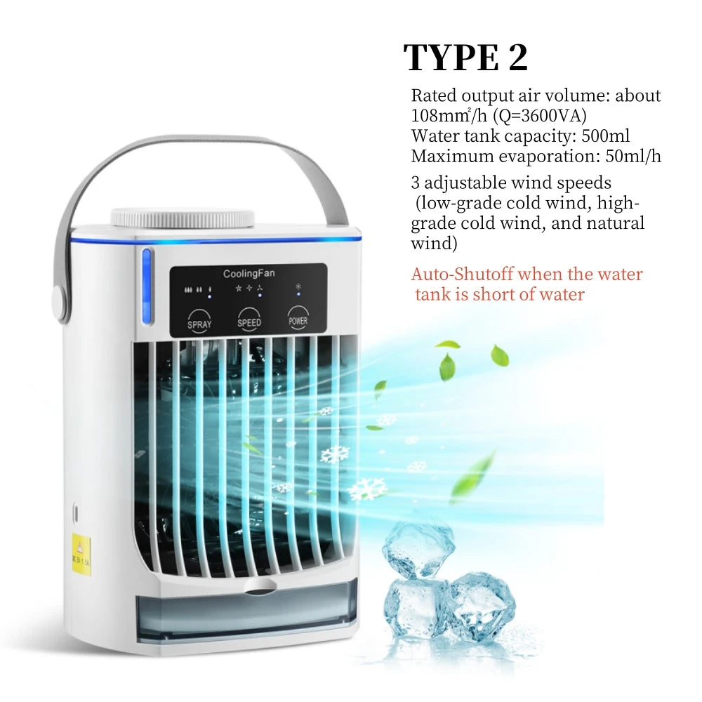 Rechargeable Portable Desktop Air Cooler with Mist Spray for Home & Office