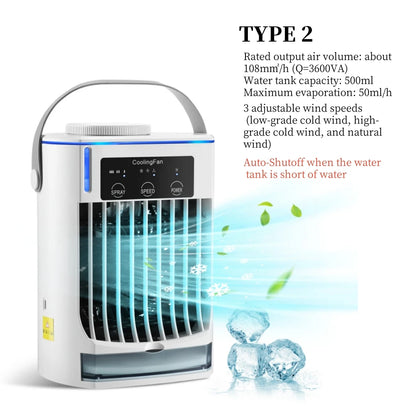 Rechargeable Portable Desktop Air Cooler with Mist Spray for Home & Office