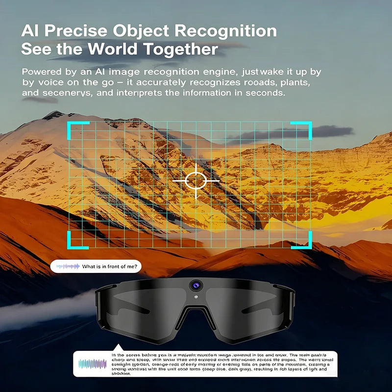 Lenovo AI Smart Camera Glasses with Anti-Shake Recording for Cycling & Outdoor Sports