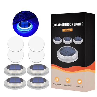 Solar Driveway Lights Solar Dock Lights Blue Solar Deck Lights Outdoor IP68 Waterproof Stick Pathway Outdoor Solar Deck Lights