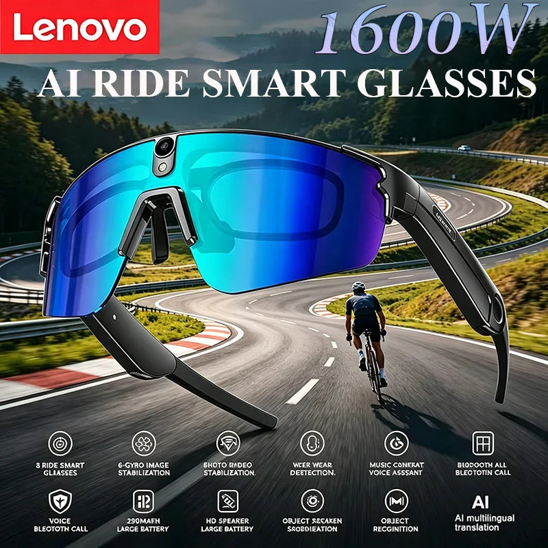 Lenovo AI Smart Camera Glasses with Anti-Shake Recording for Cycling & Outdoor Sports
