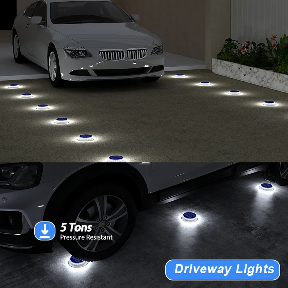Solar Driveway Lights Solar Dock Lights Blue Solar Deck Lights Outdoor IP68 Waterproof Stick Pathway Outdoor Solar Deck Lights