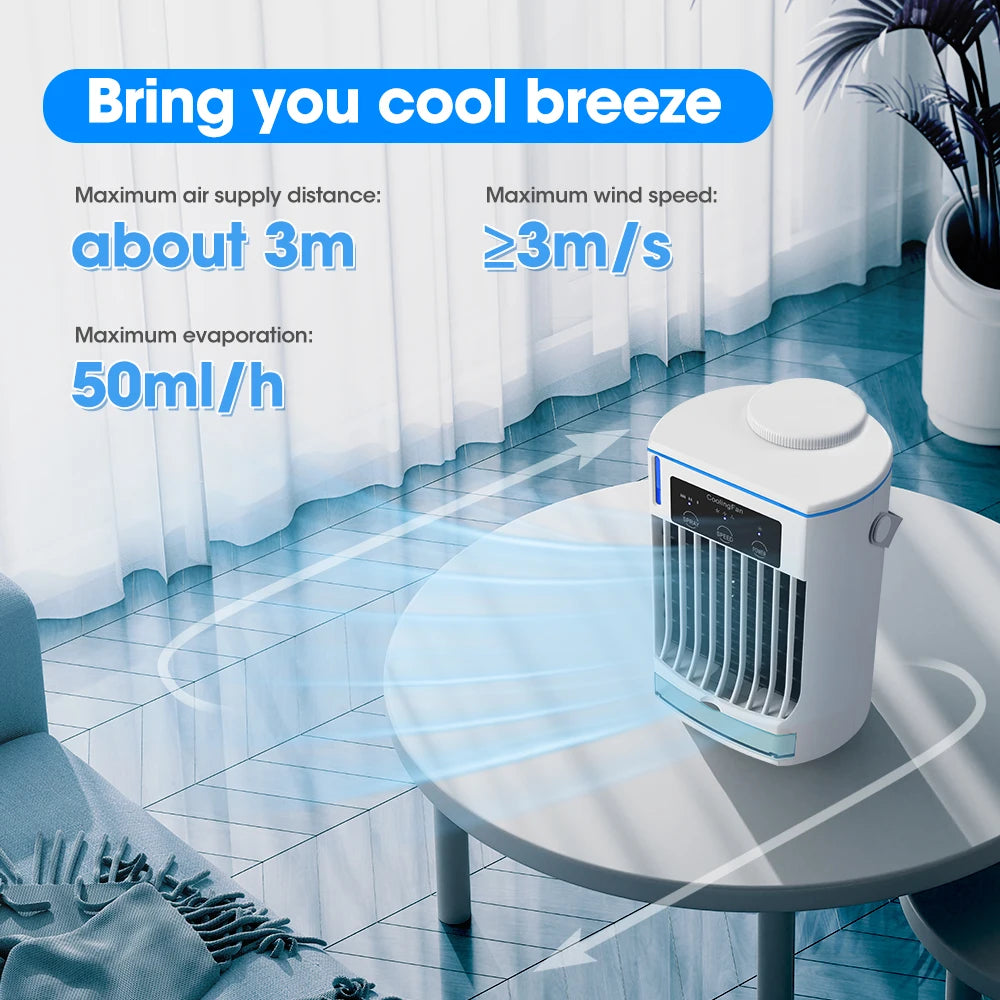 Rechargeable Portable Desktop Air Cooler with Mist Spray for Home & Office