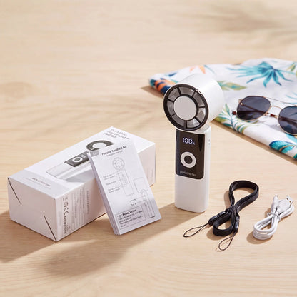 WOWDSGN Portable Handheld Fan, High Speed Turbo Hand Held Fan with Speed (1-199) 4000mAh Battery Up to 16hrs, Rechargeable Mini Hand Fan with LED Display, Foldable Portable Fan for Home Outdoor