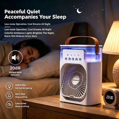 Lenovo USB Rechargeable Desktop Air Cooler with Mist Spray & LED Night Light