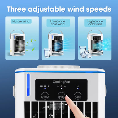 Rechargeable Portable Desktop Air Cooler with Mist Spray for Home & Office