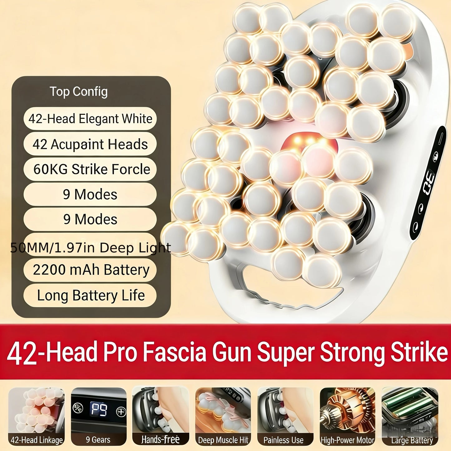 6-Head Deep Tissue Massage Gun for Full Body Muscle Recovery