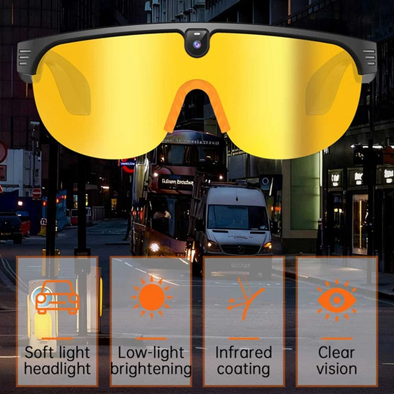 AI Smart HD 800W Camera Bluetooth Call Translation Video with Translation Sunglasses Call Music HD Color Change Sports Glasses